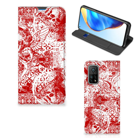 Mobiel BookCase Xiaomi Mi 10T | 10T Pro Angel Skull Rood