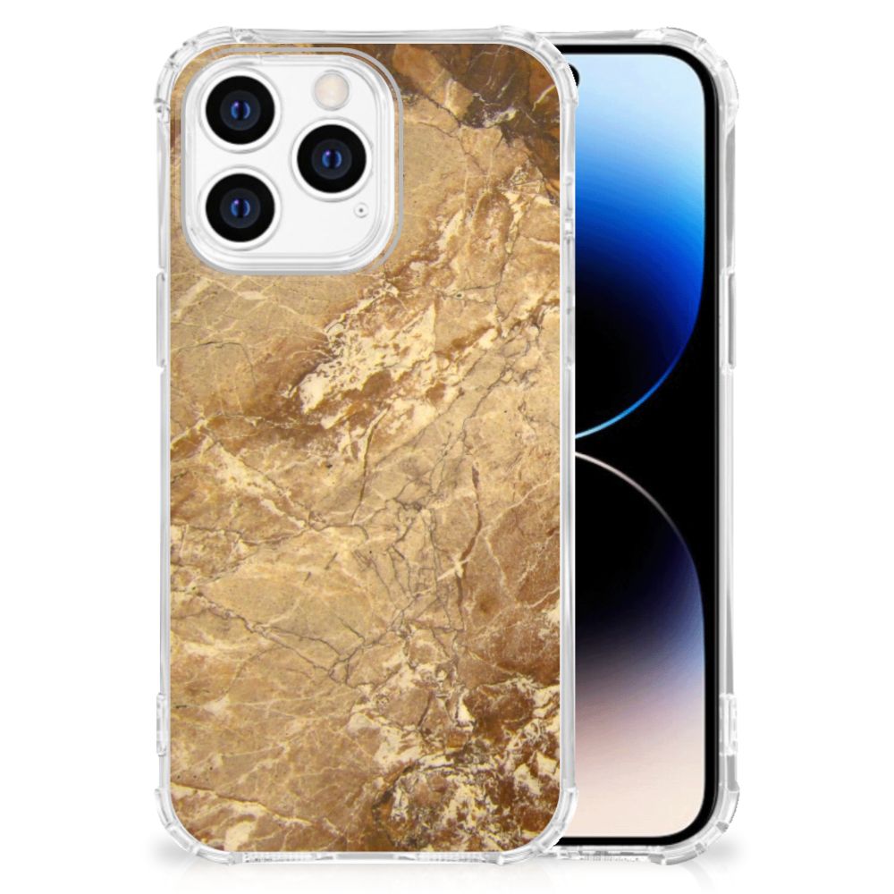 iPhone 14 Pro Anti-Shock Hoesje Marmer Creme B2C Telecom