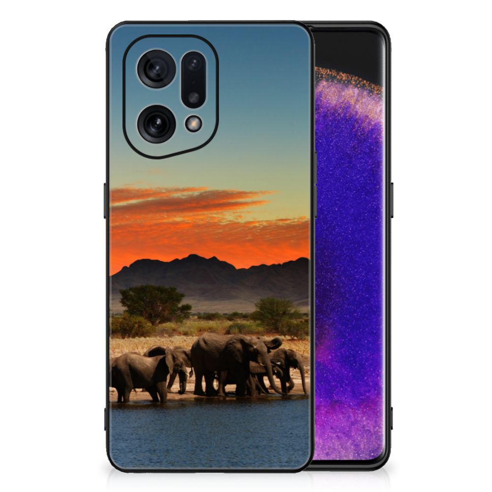 OPPO Find X5 Dierenprint Telefoonhoesje Olifanten B2C Telecom