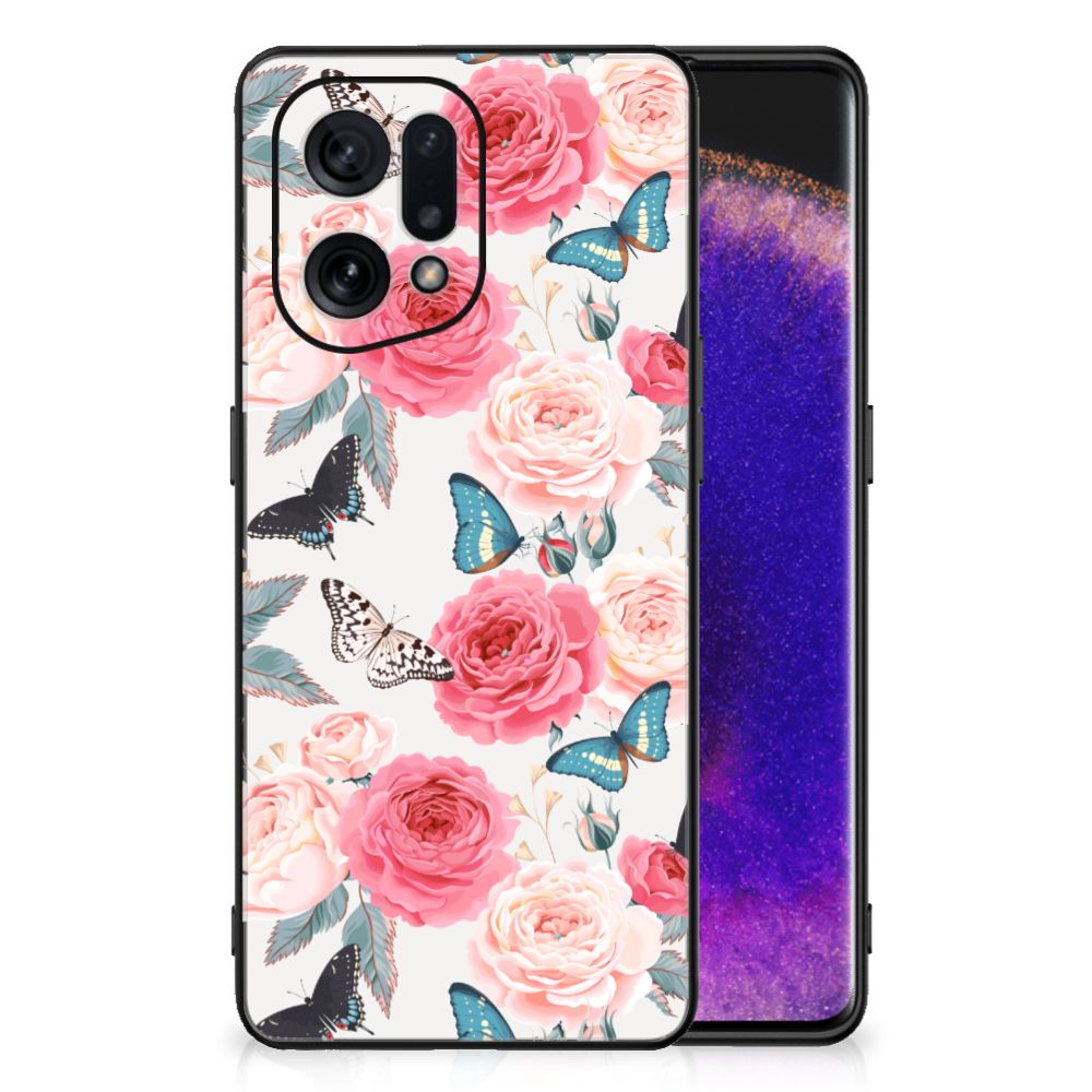 OPPO Find X5 Bloemen Hoesje Butterfly Roses