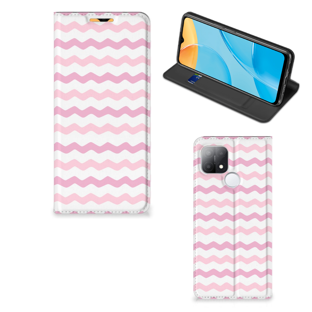 OPPO A15 Hoesje met Magneet Waves Roze - B2C Telecom