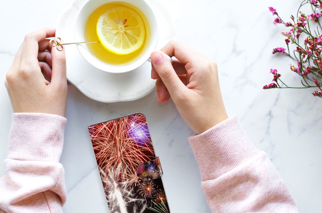 Samsung Galaxy A41 Wallet Case met Pasjes Vuurwerk