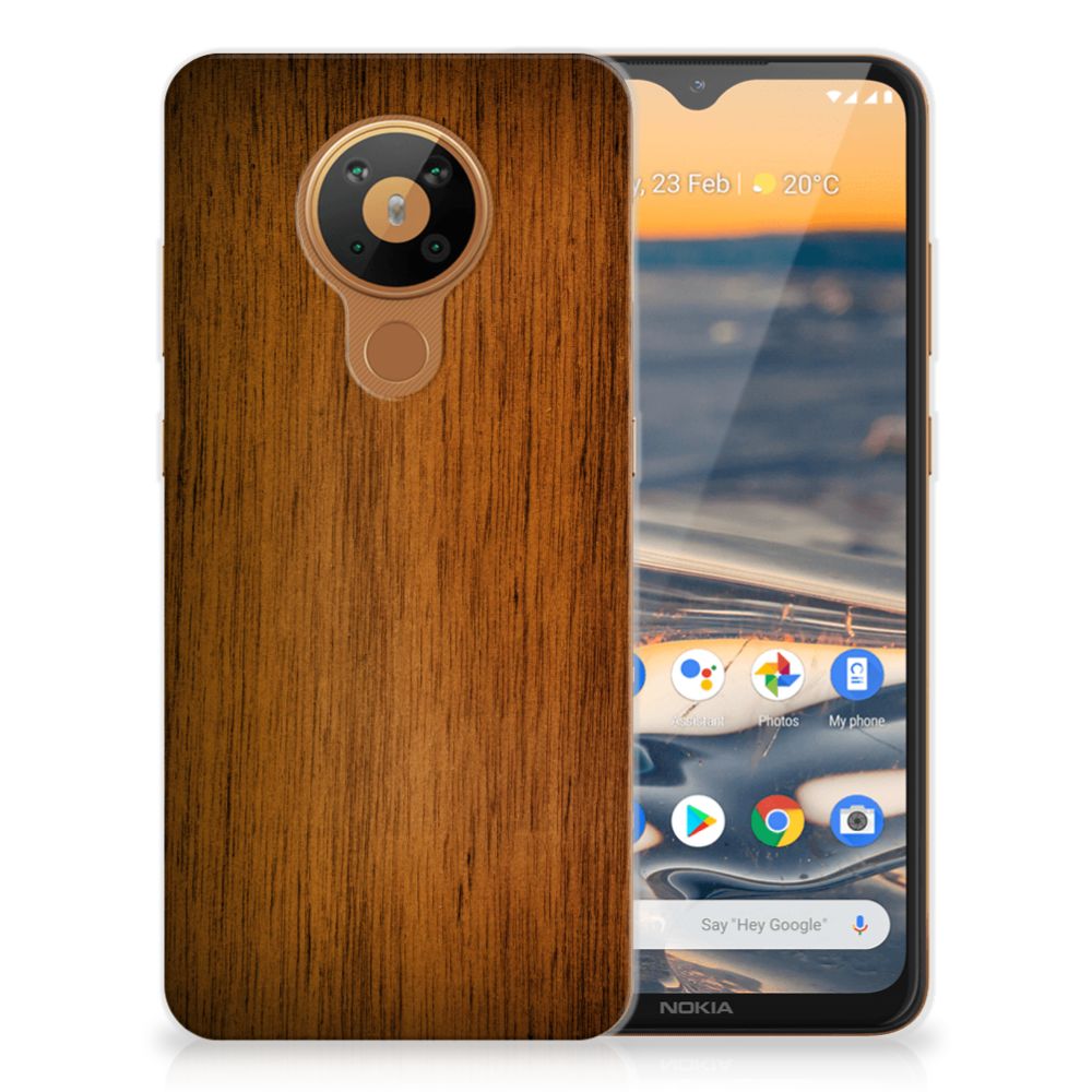 Nokia 5.3 Bumper Hoesje Donker Hout