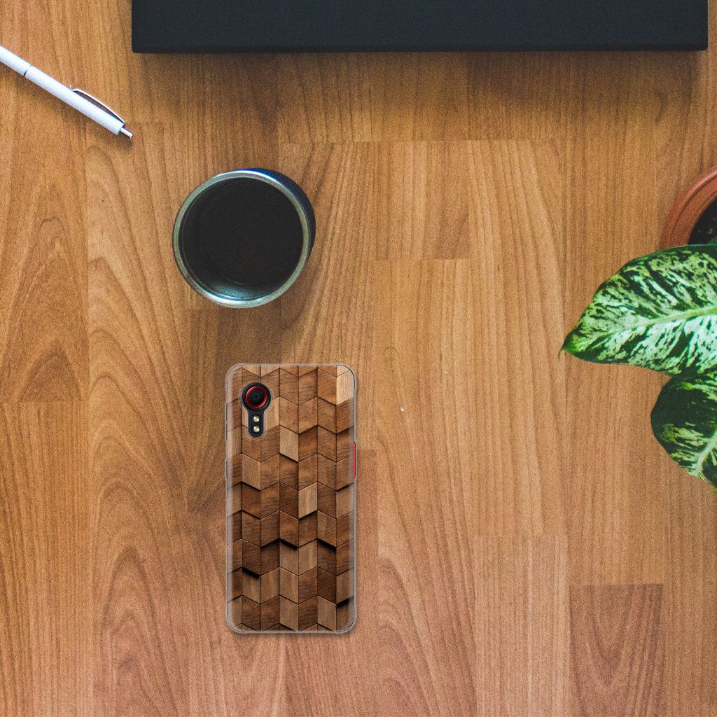 Bumper Hoesje voor Samsung Galaxy Xcover 5 Wooden Cubes