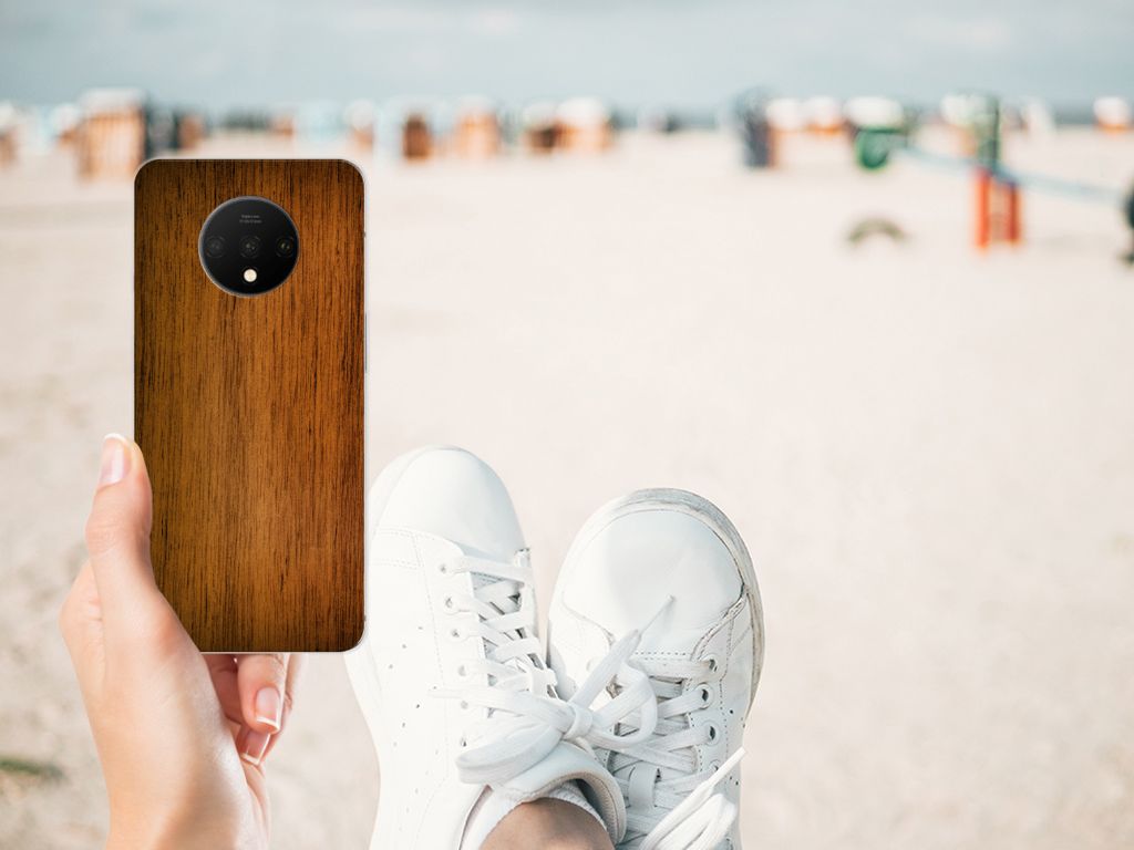 OnePlus 7T Bumper Hoesje Donker Hout