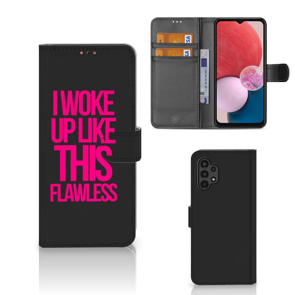 Samsung Galaxy A13 (4G) Hoesje met naam Woke Up - Origineel Cadeau Zelf Maken