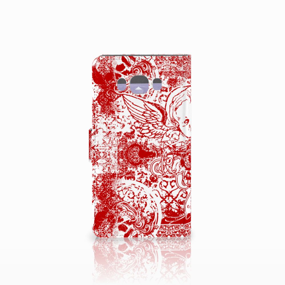 Telefoonhoesje met Naam Samsung Galaxy J7 2016 Angel Skull Rood