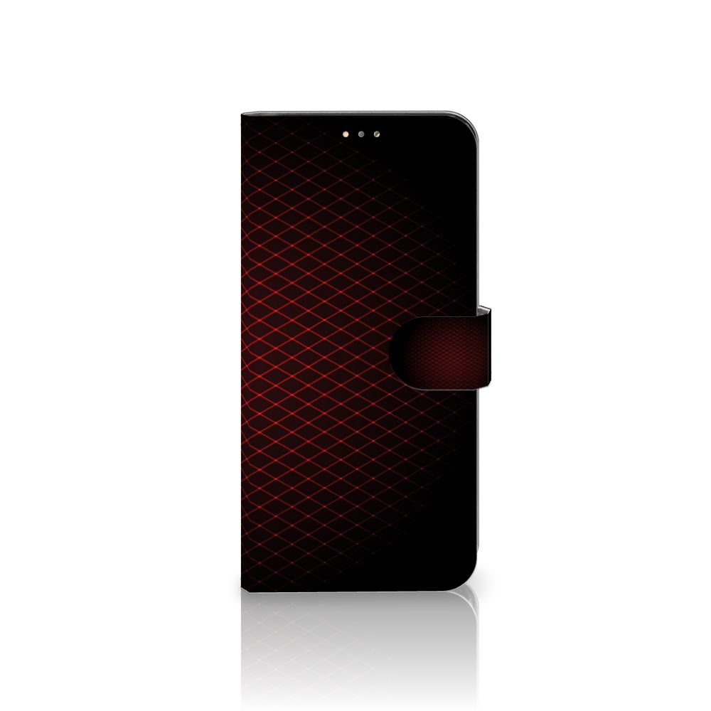 OPPO A15 Telefoon Hoesje Geruit Rood met minimalistisch design en ruimte voor 3 pasjes.