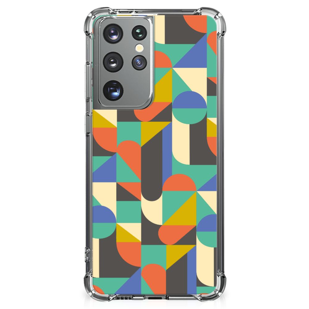Samsung Galaxy S21 Ultra Doorzichtige Silicone Hoesje Funky Retro B2C Telecom