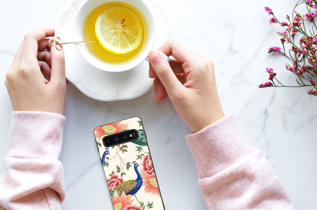 Back Cover voor Samsung Galaxy S10 Pink Peacock B2C Telecom