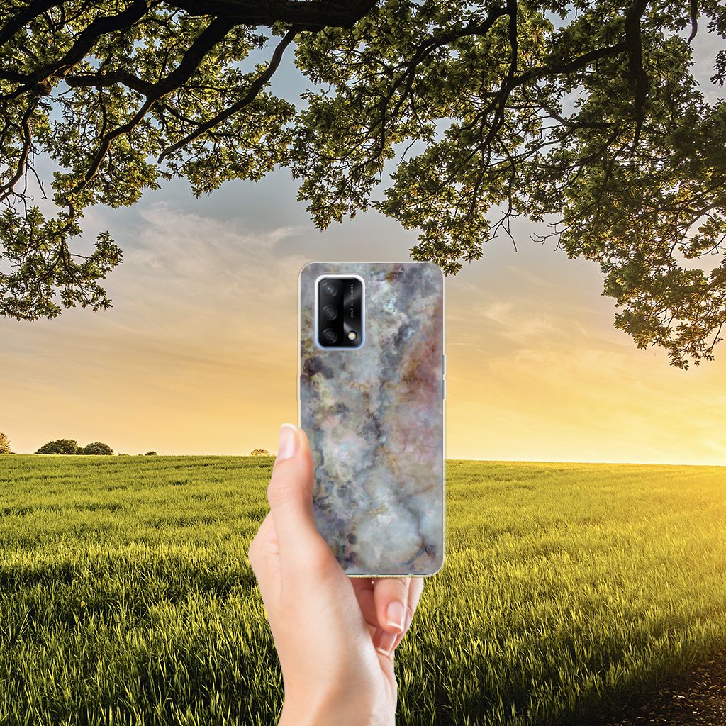 OPPO A74 4G TPU Siliconen Hoesje Marmer Grijs B2C Telecom