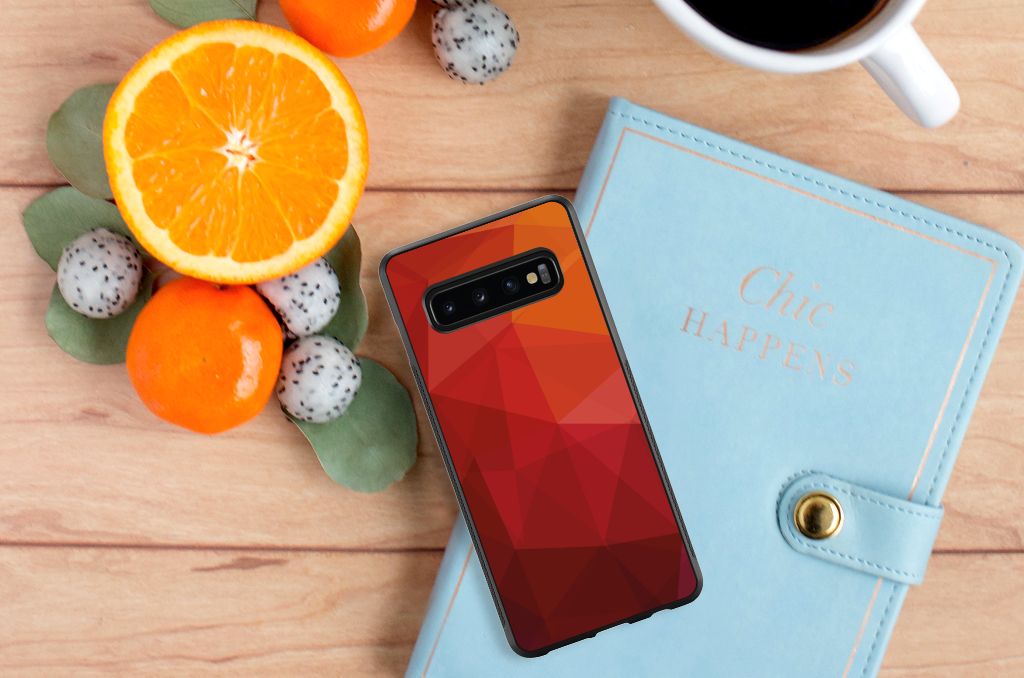 Grip Case voor Samsung Galaxy S10+ Polygon Red B2C Telecom
