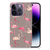 Apple iPhone 14 Pro TPU Hoesje Flamingo met kleurrijke flamingo's op een grijze achtergrond.