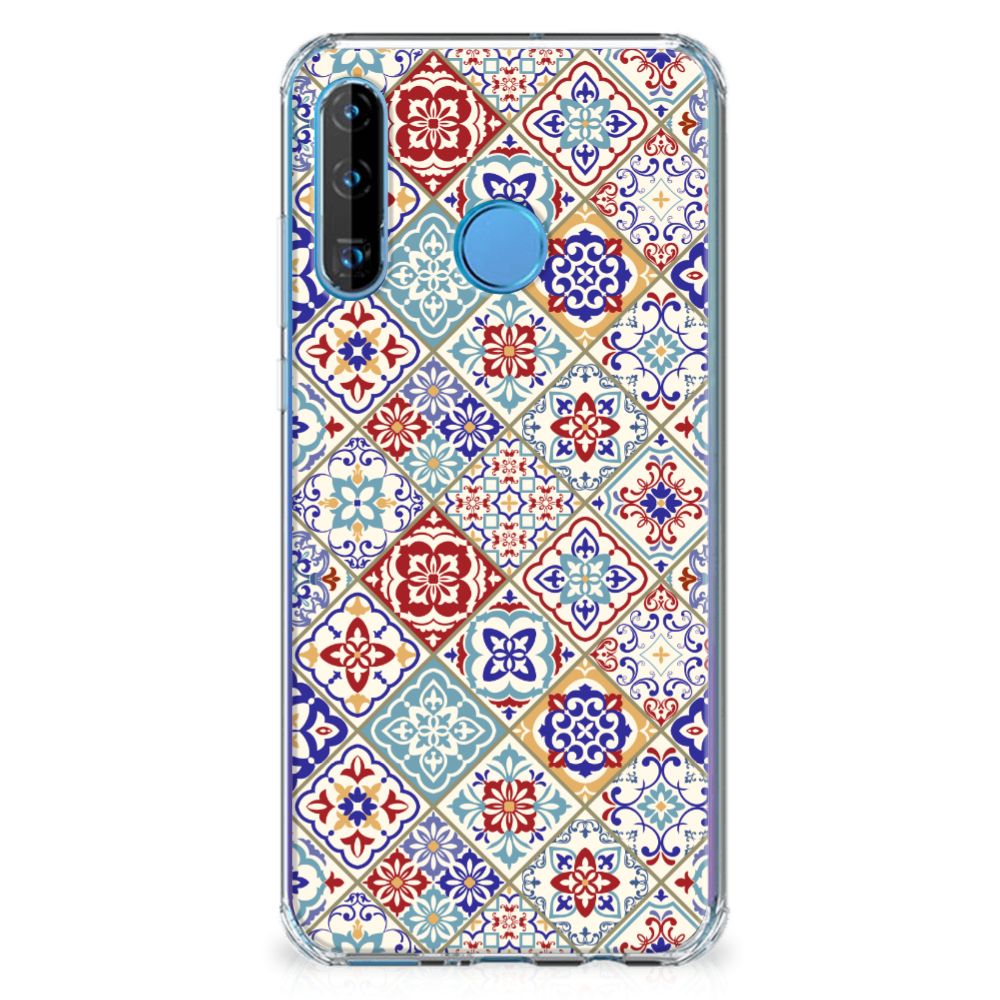 Huawei P30 Lite Anti-Shock Hoesje Tiles Color