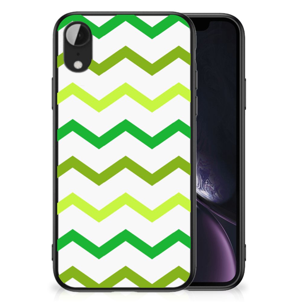 Apple iPhone XR Back Case Zigzag Groen