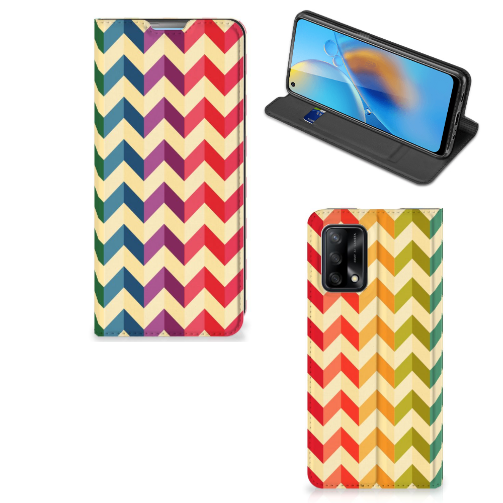 OPPO A74 4G Hoesje met Magneet Zigzag Multi Color - B2C Telecom