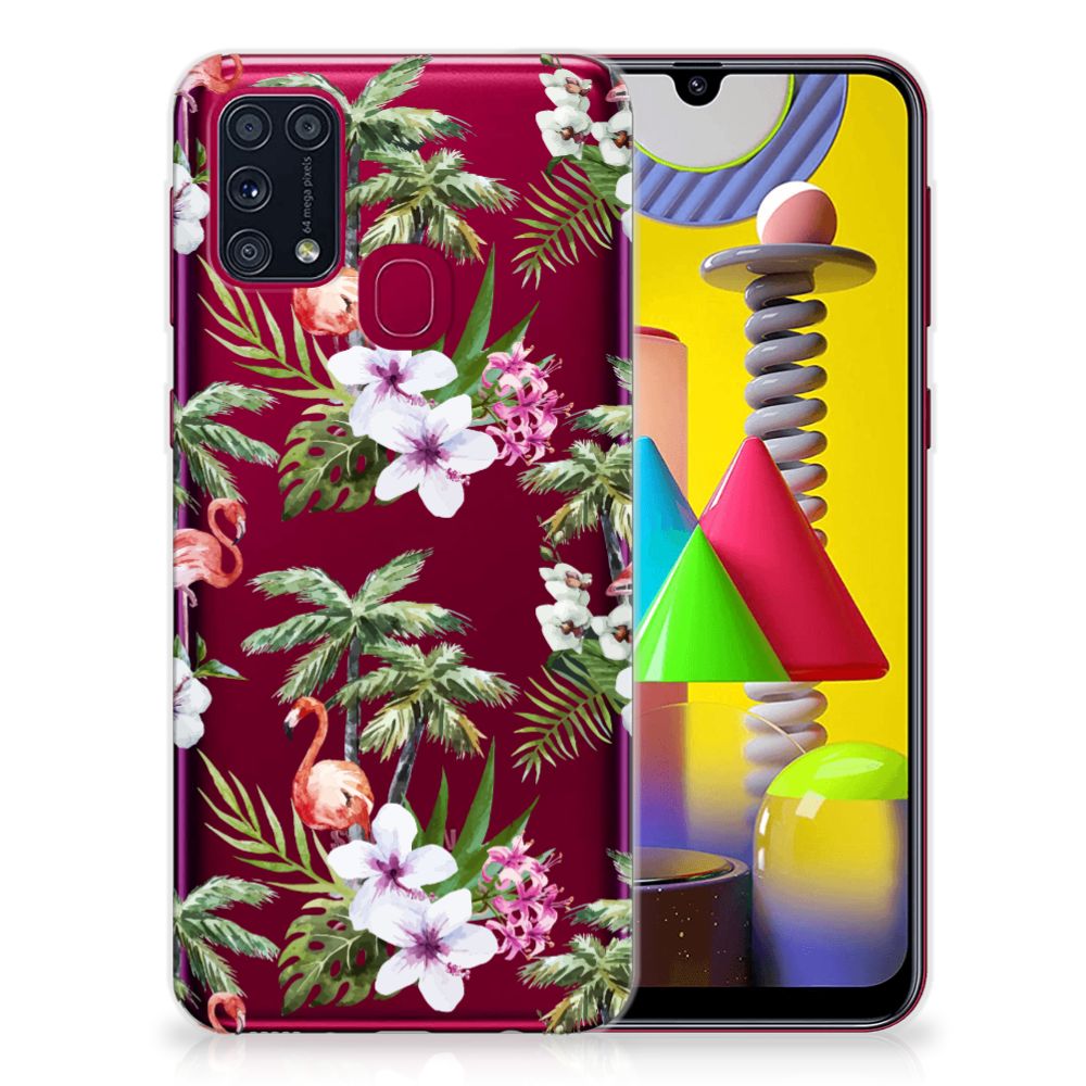 Samsung Galaxy M31 TPU Hoesje Flamingo Palms B2C Telecom