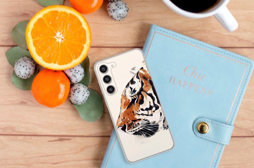 Hoesje maken Samsung Galaxy S23 Plus Watercolor Tiger B2C Telecom