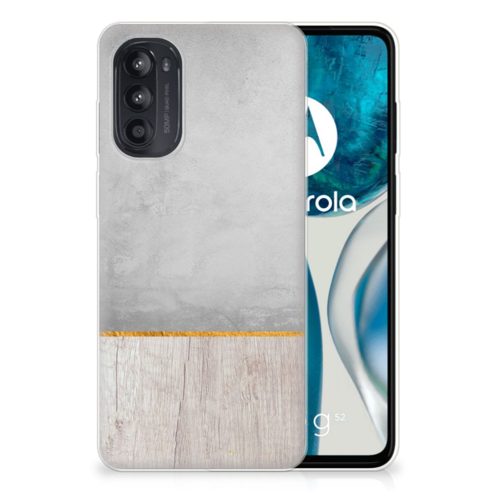 Motorola Moto G52/G82 Bumper Hoesje Wood Concrete