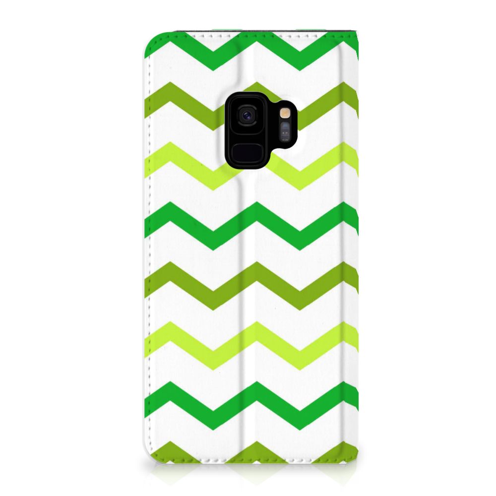 Samsung Galaxy S9 Hoesje met Magneet Zigzag Groen