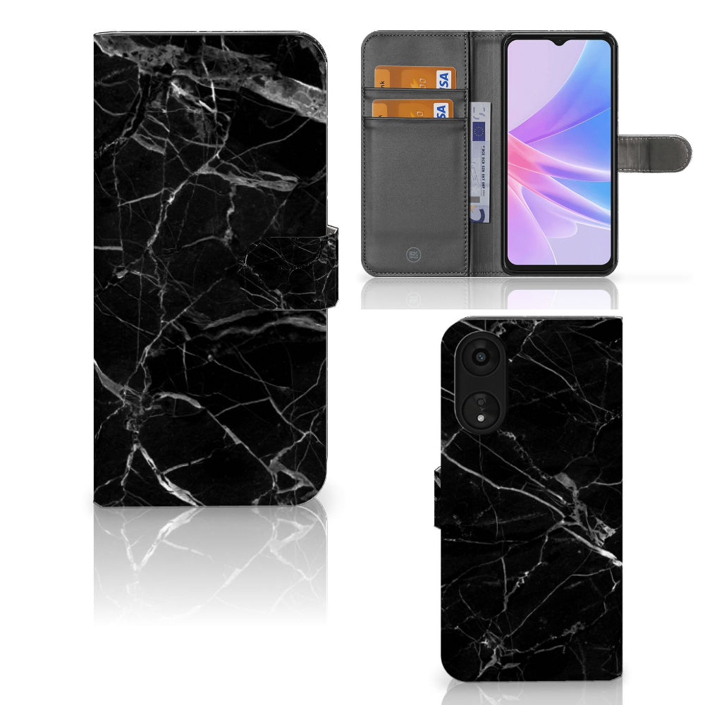 OPPO A78 5G | A58 5G Bookcase Marmer Zwart - Origineel Cadeau Vader