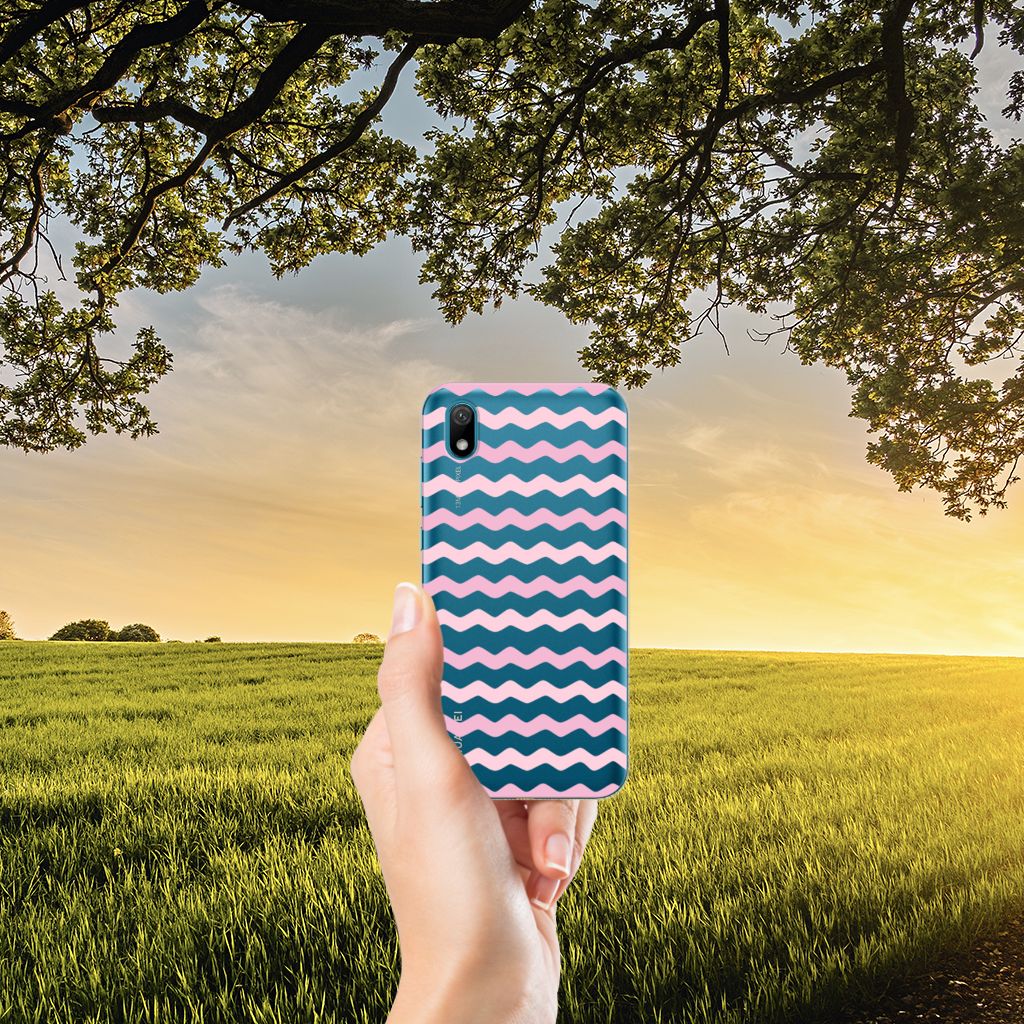 Huawei Y5 (2019) TPU bumper Waves Roze