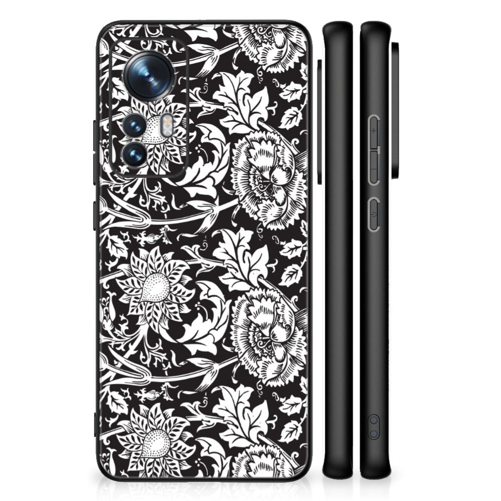 Xiaomi 12 | 12X Bloemen Hoesje Black Flowers