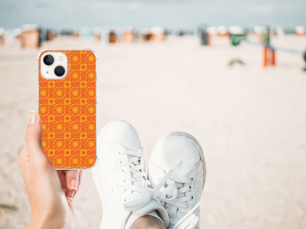 iPhone 13 Doorzichtige Silicone Hoesje Batik Oranje B2C Telecom