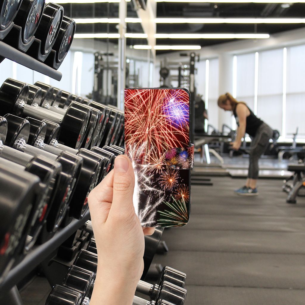 Motorola Moto G72 Wallet Case met Pasjes Vuurwerk