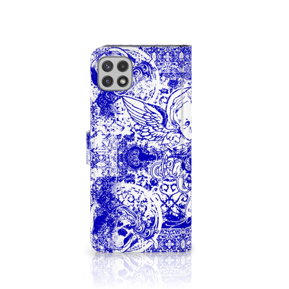 Telefoonhoesje met Naam Samsung Galaxy A22 5G Angel Skull Blauw