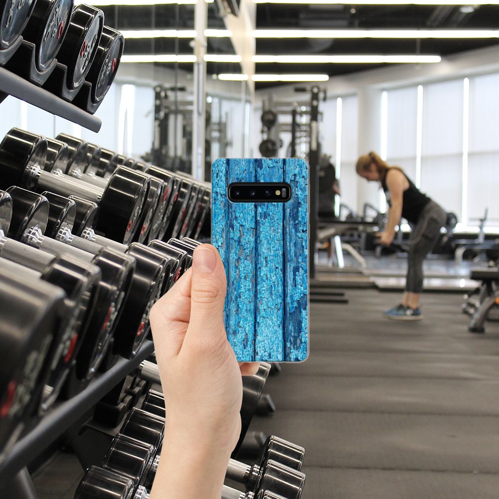Samsung Galaxy S10 Bumper Hoesje Wood Blue