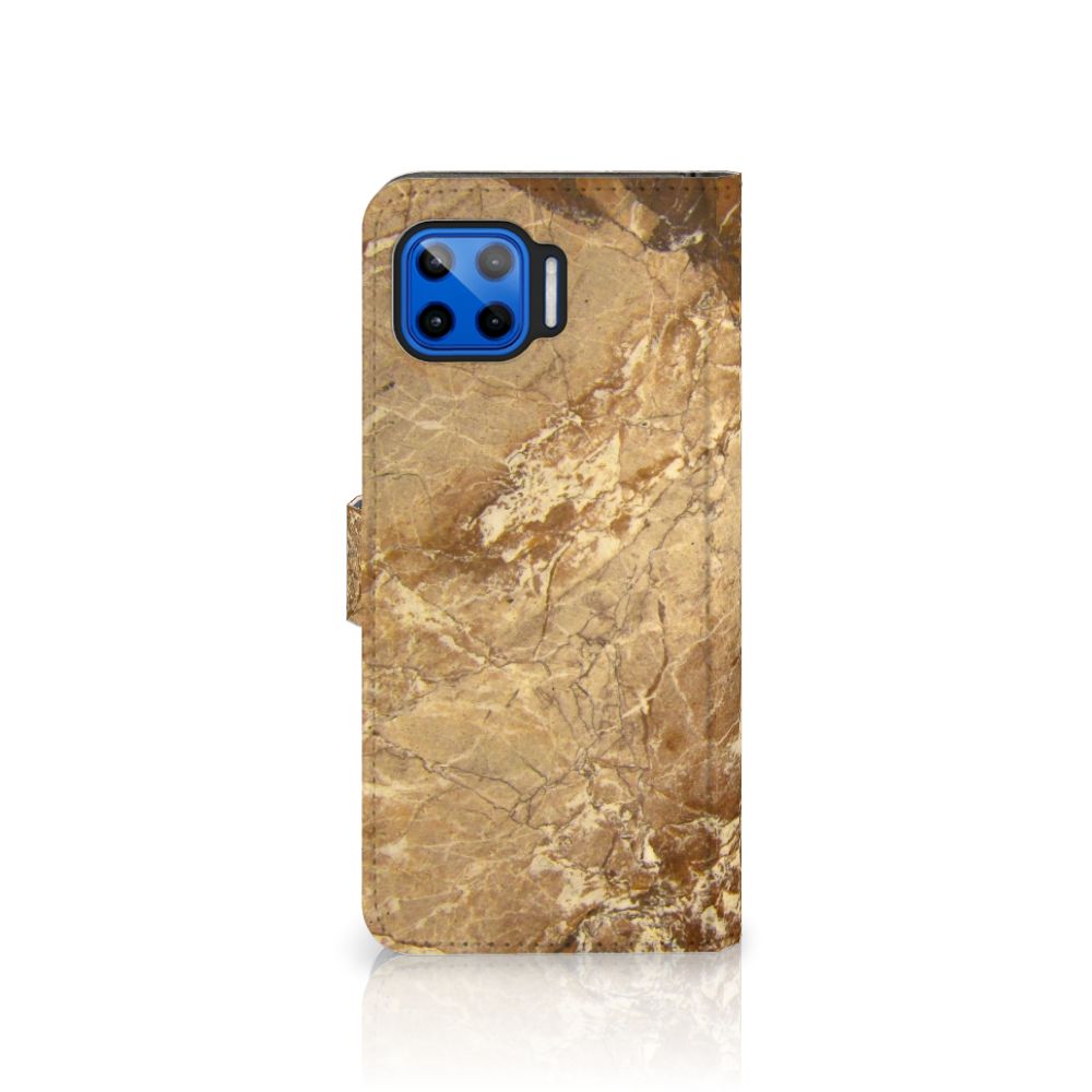 Motorola Moto G 5G Plus Bookcase Marmer Creme, luxe marmer design voor optimale telefoonbescherming.