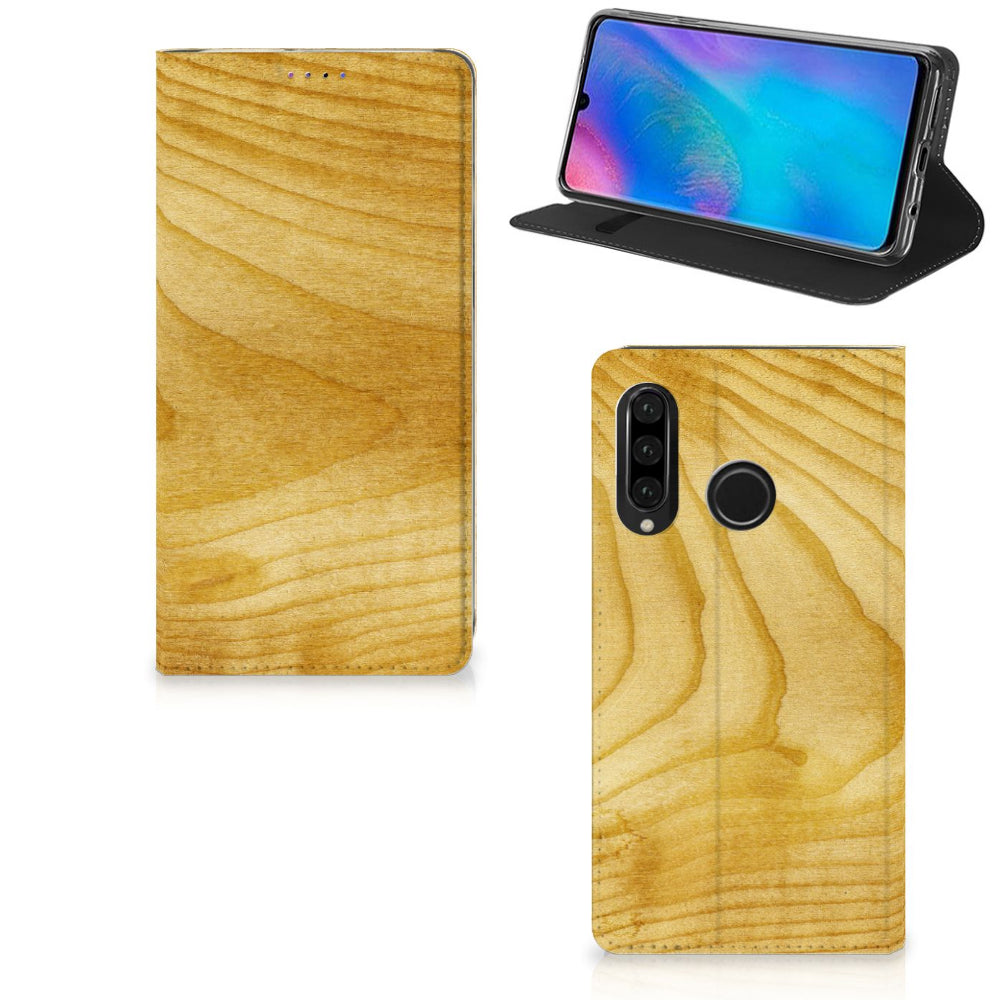 Huawei P30 Lite New Edition Book Wallet Case Licht Hout