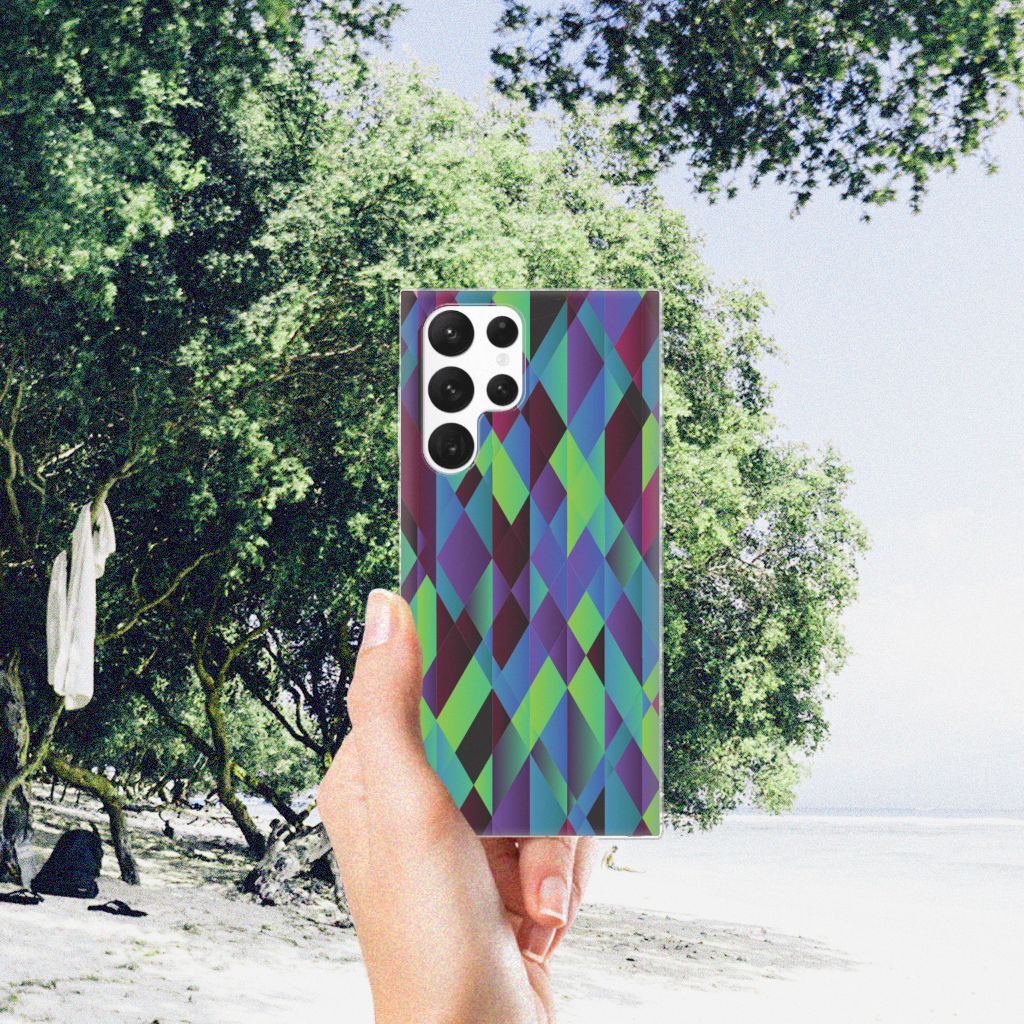 Samsung Galaxy S22 Ultra TPU Hoesje Abstract Green Blue B2C Telecom