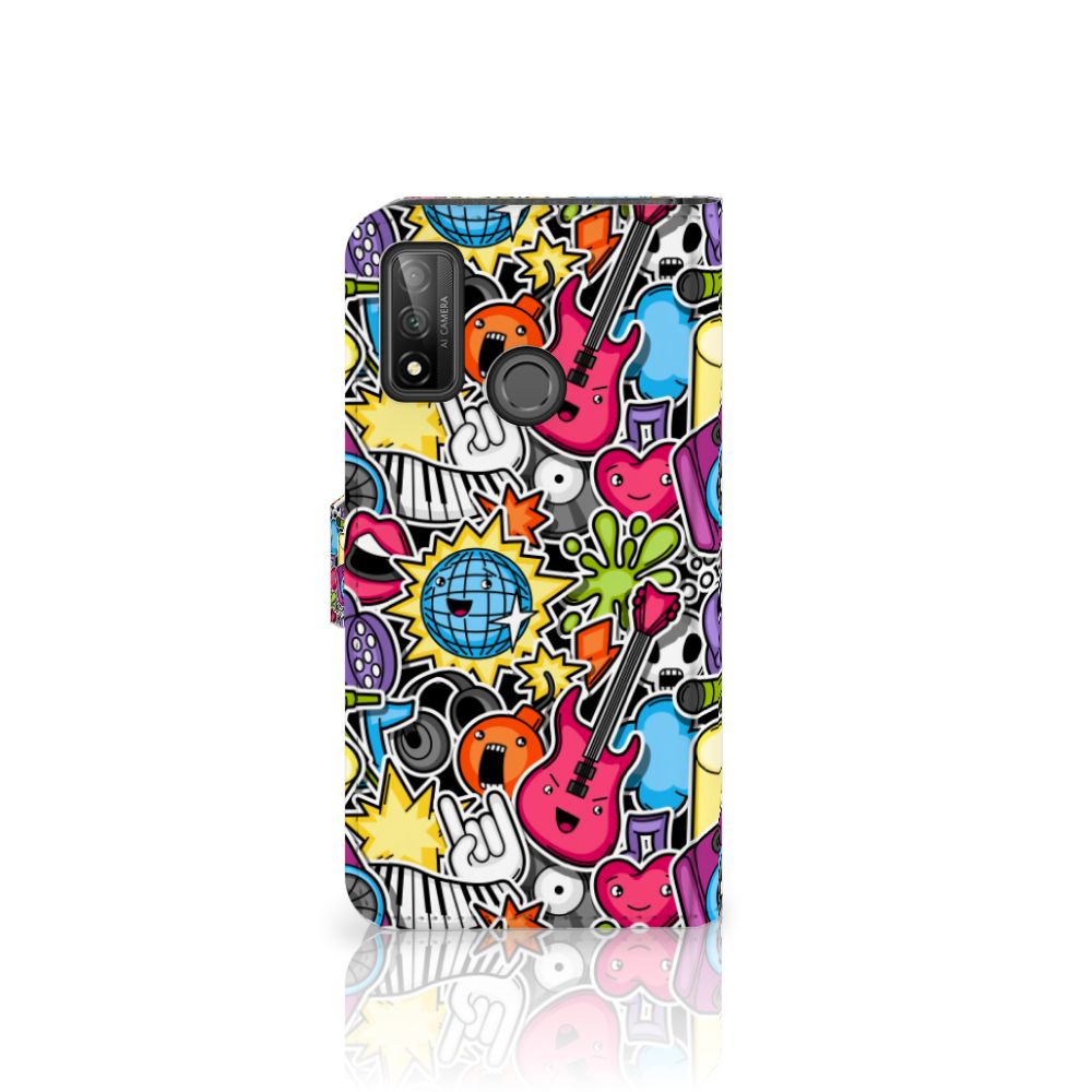 Huawei P Smart 2020 Wallet Case met Pasjes Punk Rock