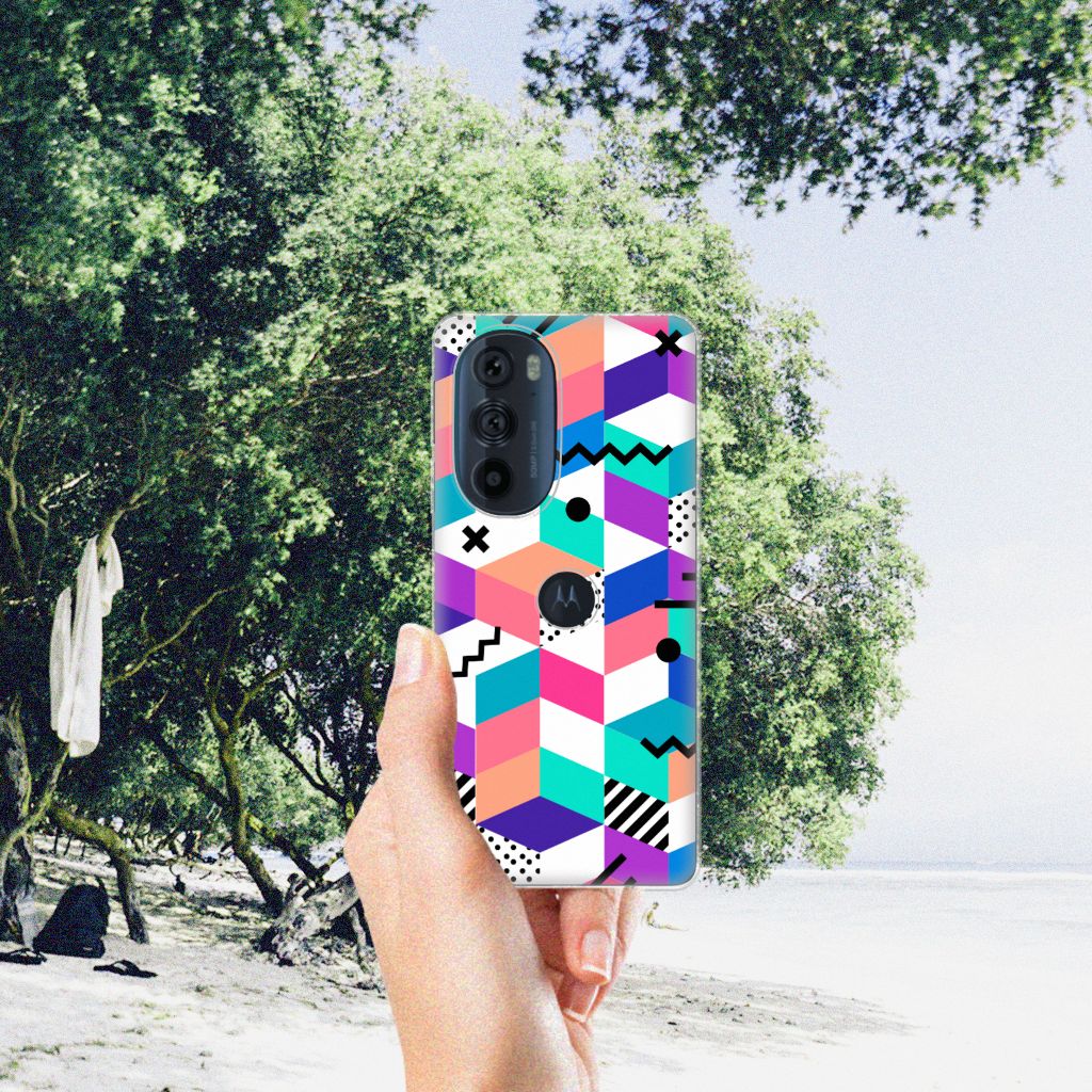 Motorola Edge 30 Pro TPU Hoesje Blokken Kleurrijk B2C Telecom