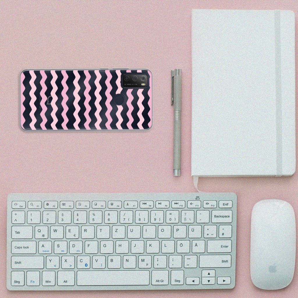 Alcatel 1S (2021) TPU bumper Waves Roze B2C Telecom