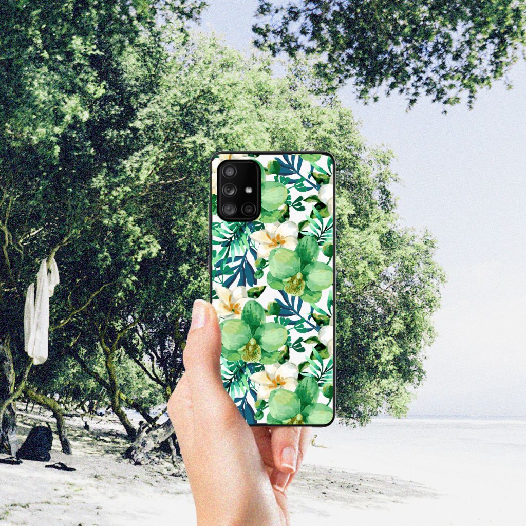 Samsung Galaxy A71 Bloemen Hoesje Orchidee Groen B2C Telecom