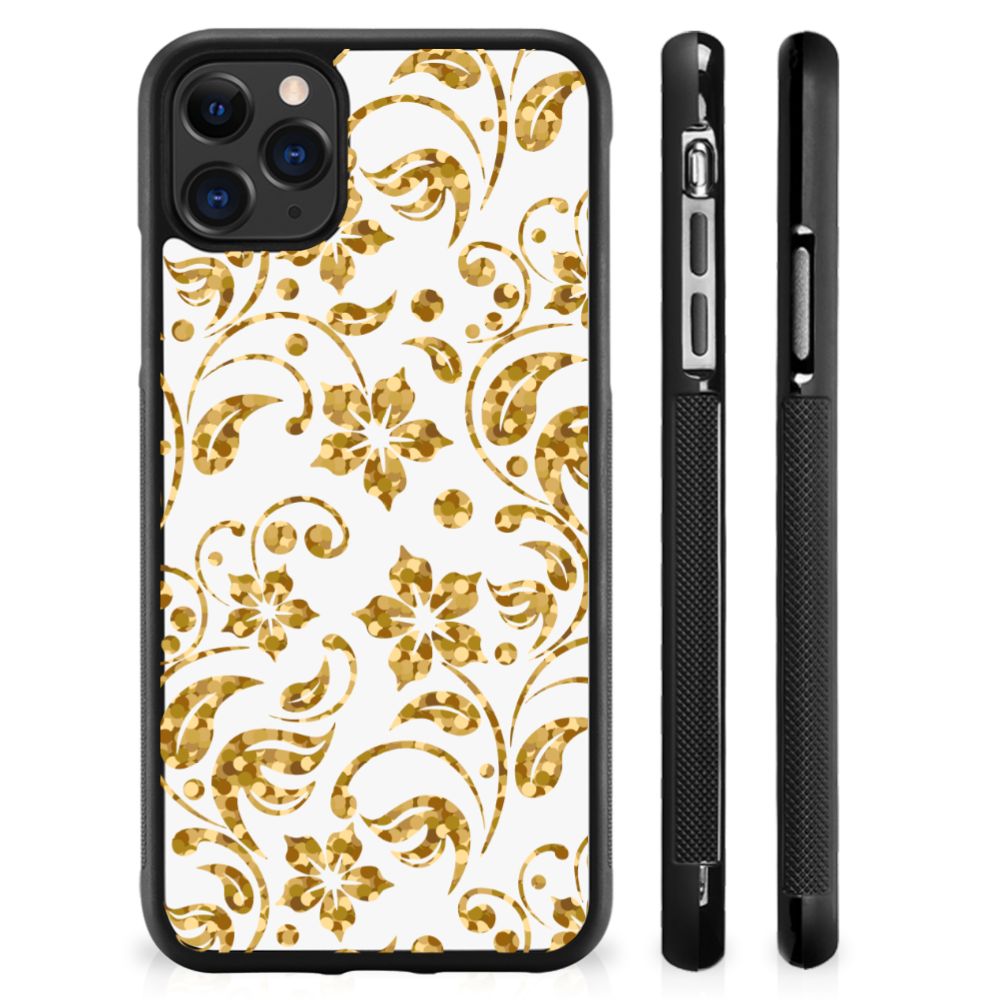 Apple iPhone 11 Pro Max Skin Case Gouden Bloemen B2C Telecom