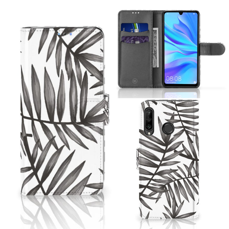 Huawei P30 Lite (2020) Hoesje Leaves Grey