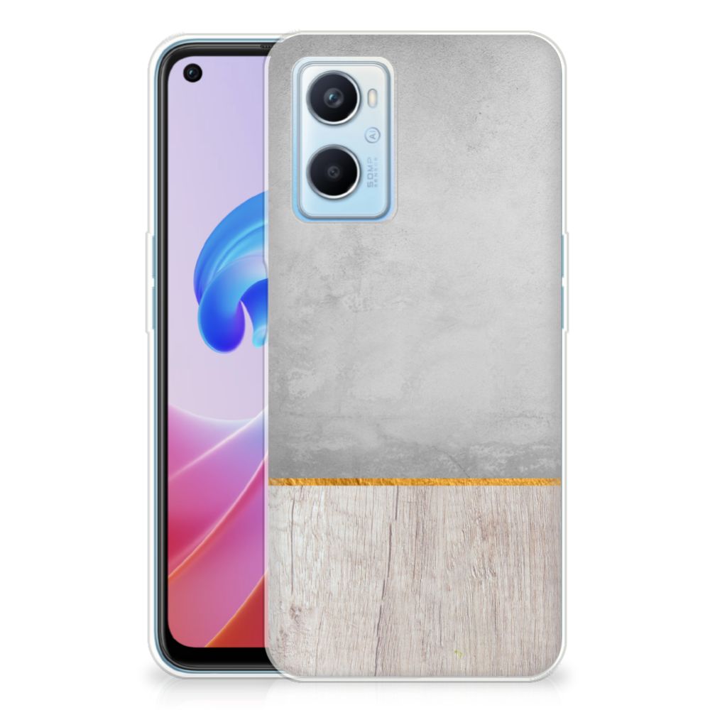 OPPO A96 | OPPO A76 Bumper Hoesje Wood Concrete