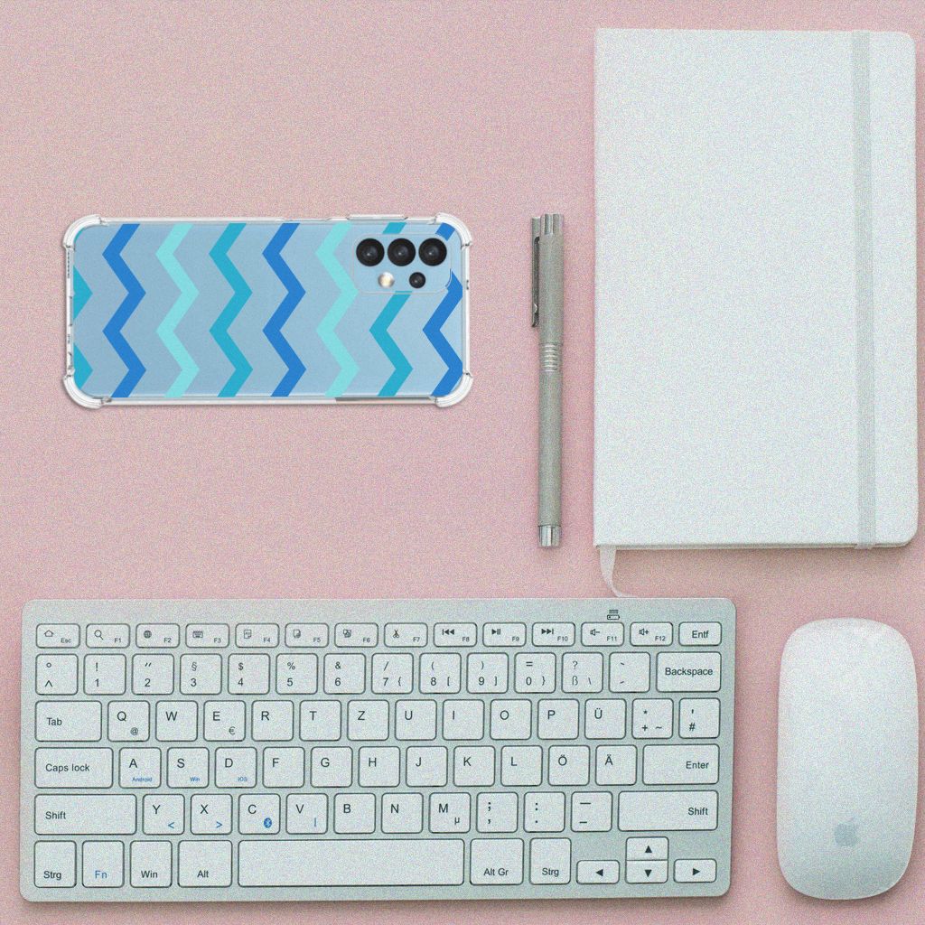 Samsung Galaxy A13 (4G) Doorzichtige Silicone Hoesje Zigzag Blauw B2C Telecom