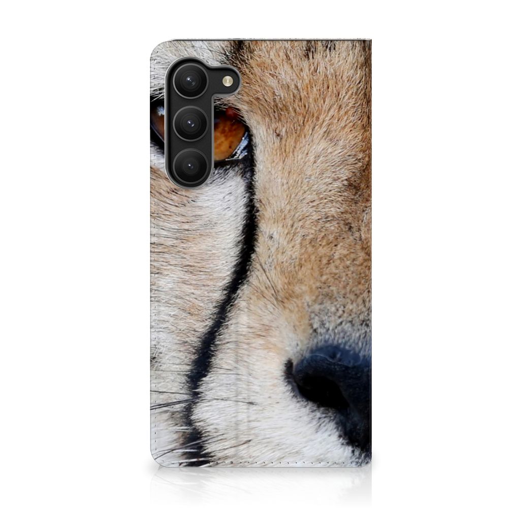 Samsung Galaxy S23 Plus Hoesje maken Cheetah close-up van een jachtluipaard oog met vacht patroon.