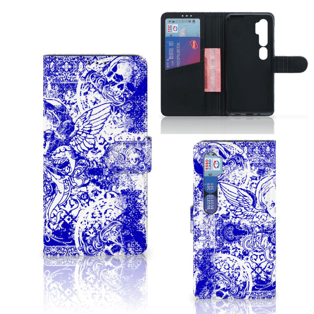 Telefoonhoesje met Naam Xiaomi Mi Note 10 Pro Angel Skull Blauw