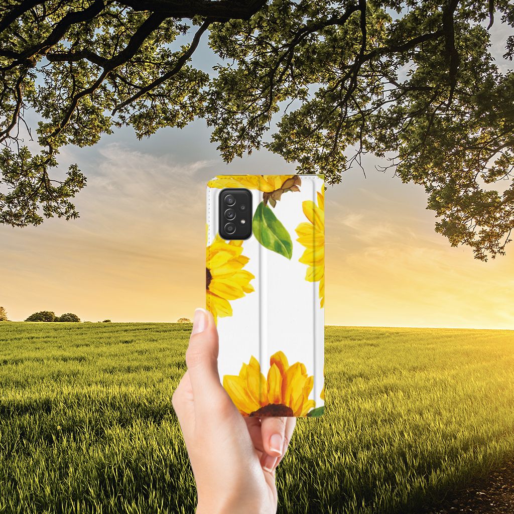 Smart Cover voor Samsung Galaxy A03s Zonnebloemen - B2C Telecom