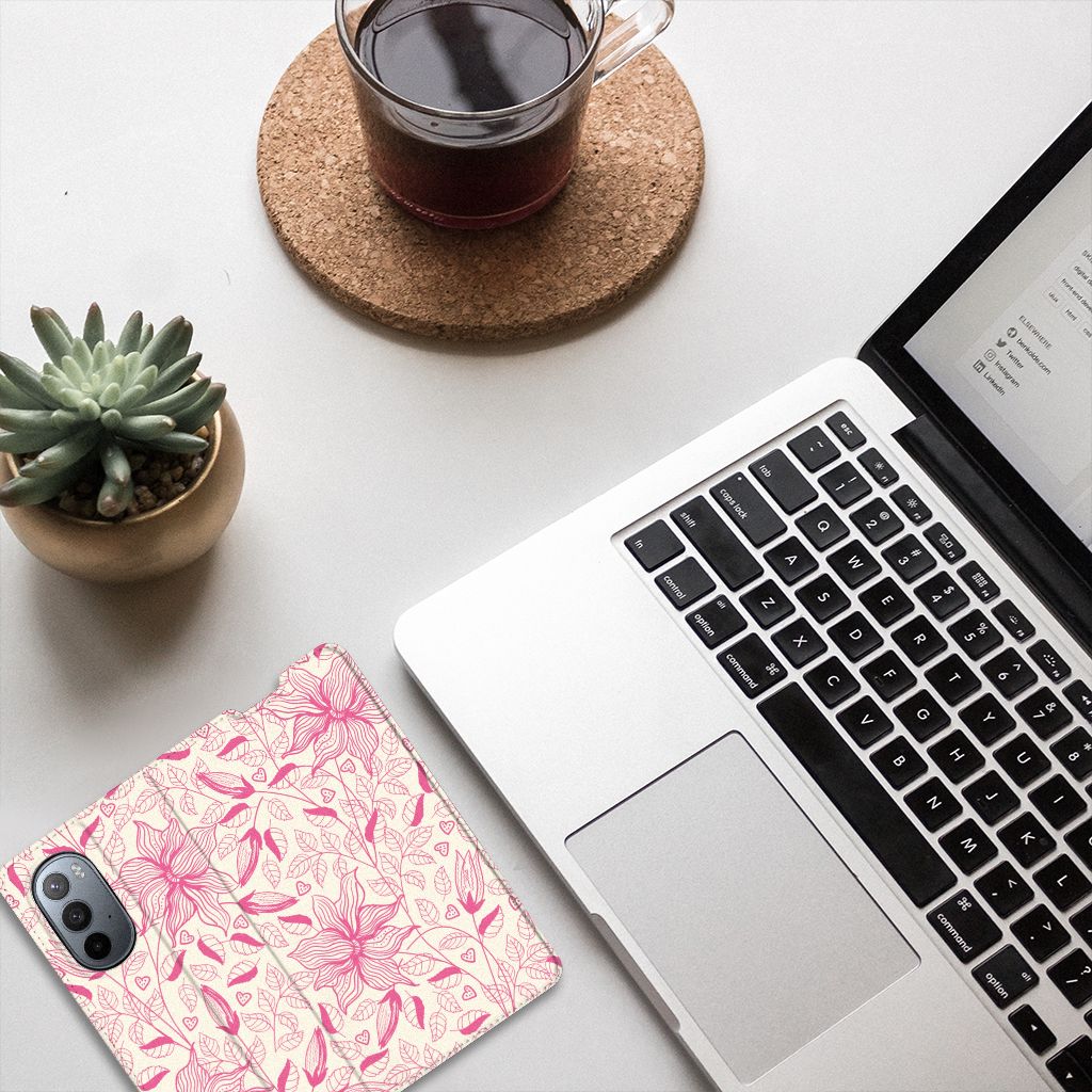 Motorola Edge 30 Pro Smart Cover Pink Flowers - B2C Telecom