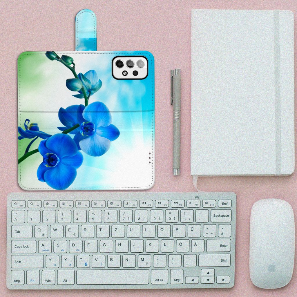 Samsung Galaxy A73 5G Hoesje Orchidee Blauw - Cadeau voor je Moeder