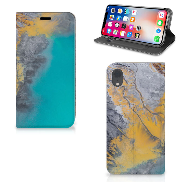 Apple iPhone Xr Standcase Marble Blue Gold