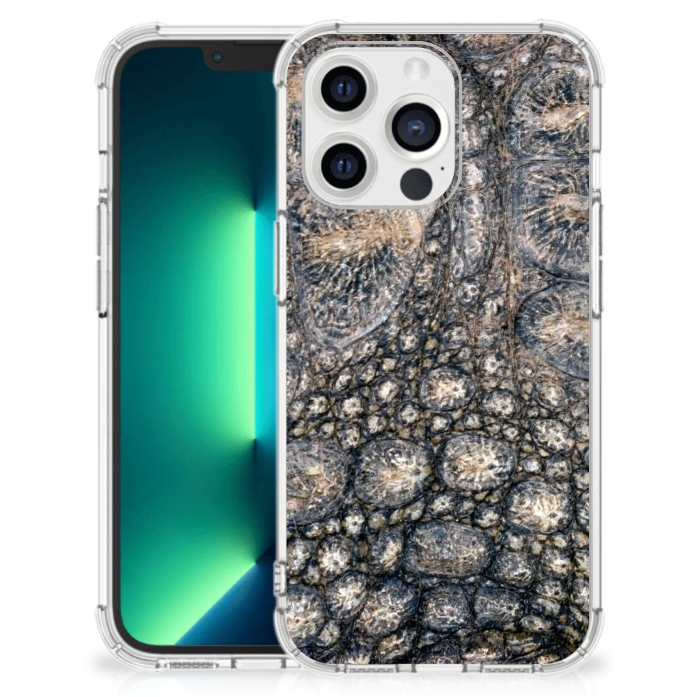 iPhone 13 Pro Max Case Anti-shock Krokodillenprint met realistisch krokodillenpatroon voor optimale bescherming.