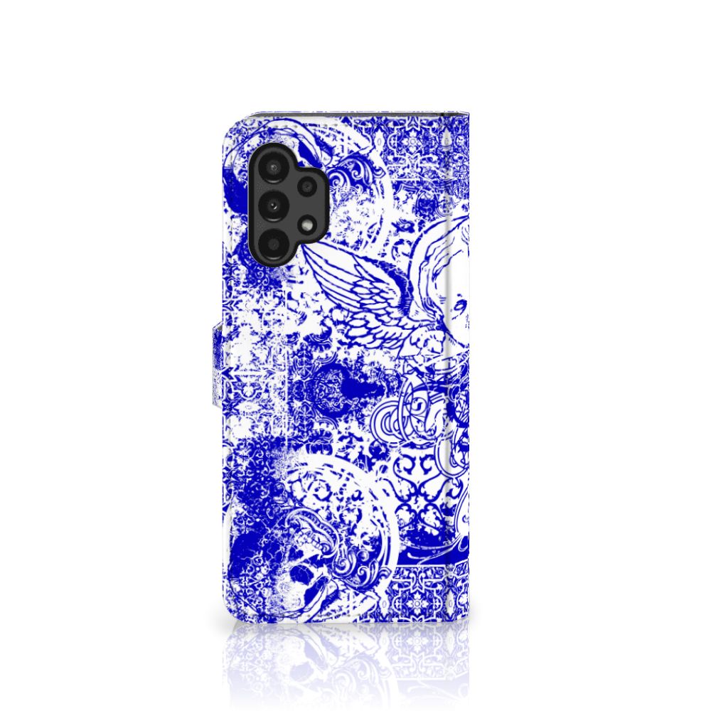 Telefoonhoesje met Naam Samsung Galaxy A13 (4G) Angel Skull Blauw